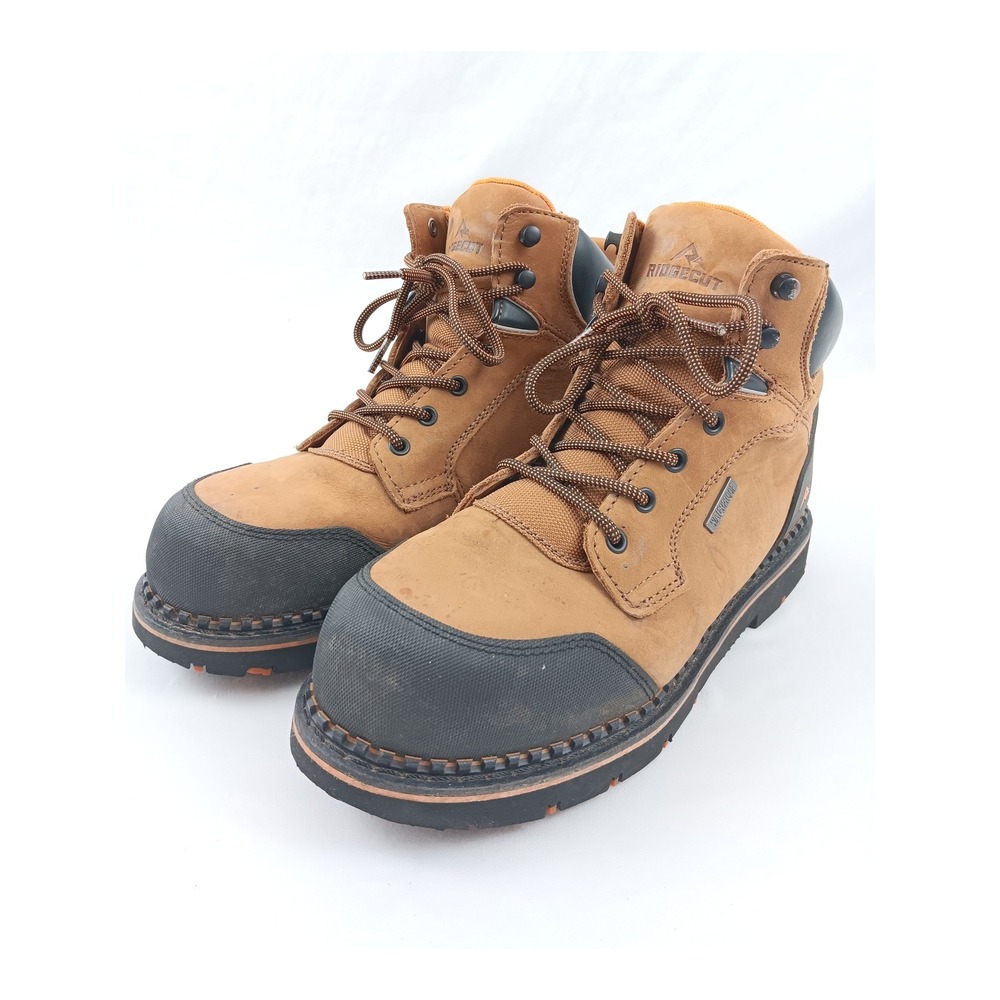 Ridgecut Toughwear Mens Waterproof Leather‎ Steel Toe Work Boots Tan Size 10 M